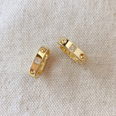 18k Gold Filled Small Rectangular Clicker Hoop Earrings - Beloved Boutique