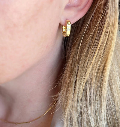 18k Gold Filled Small Rectangular Clicker Hoop Earrings - Beloved Boutique