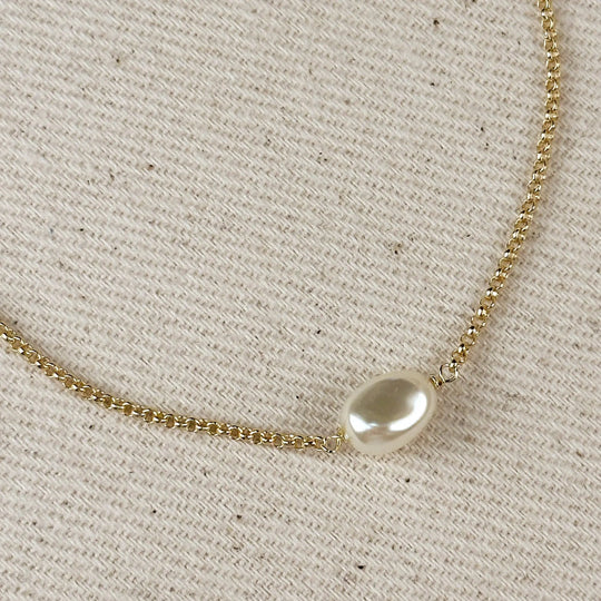 18k Gold Filled Solitaire Baroque Pearl Bracelet GoldFi