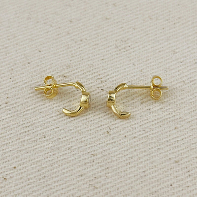 18k Gold Filled Solitaire Bezel CZ  C-Hoop Earrings GoldFi