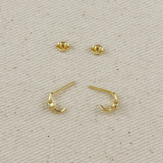 18k Gold Filled Solitaire Bezel CZ  C-Hoop Earrings GoldFi
