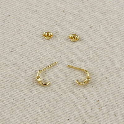 18k Gold Filled Solitaire Bezel CZ  C-Hoop Earrings GoldFi