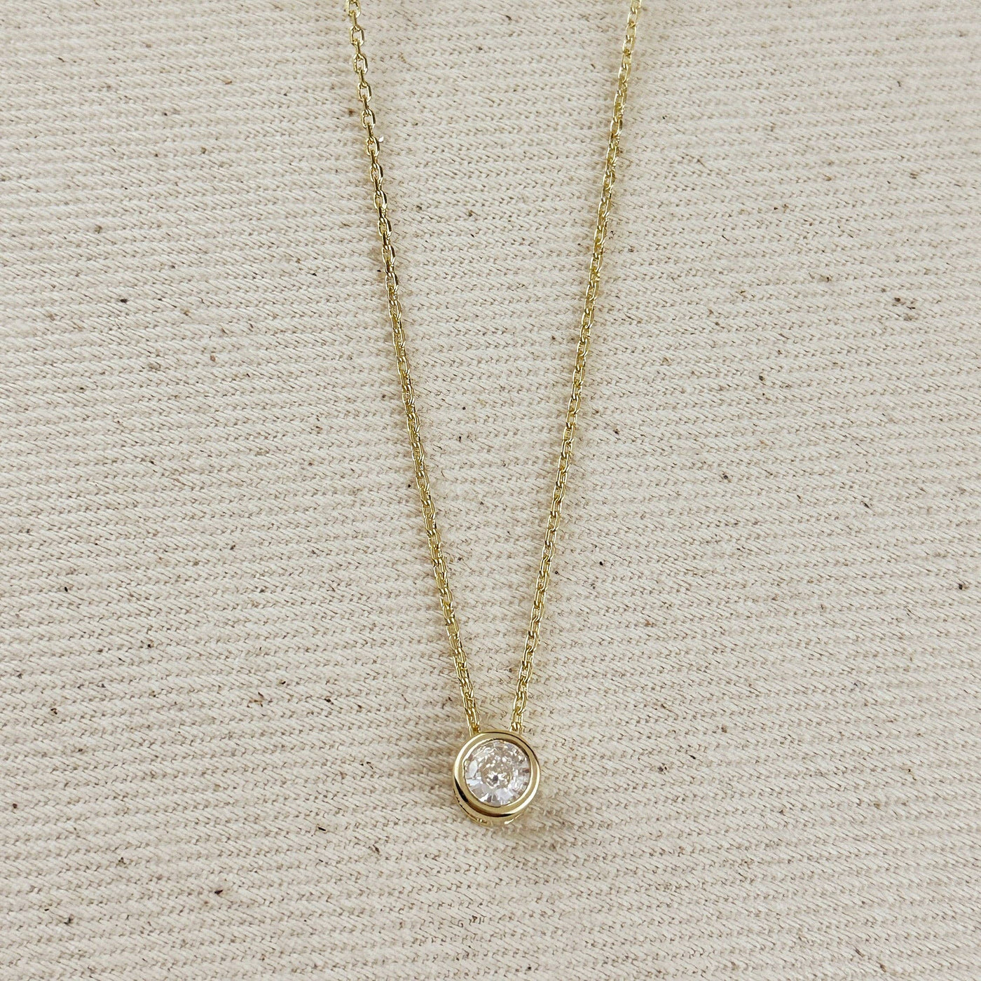 18k Gold Filled Solitaire CZ Necklace GoldFi