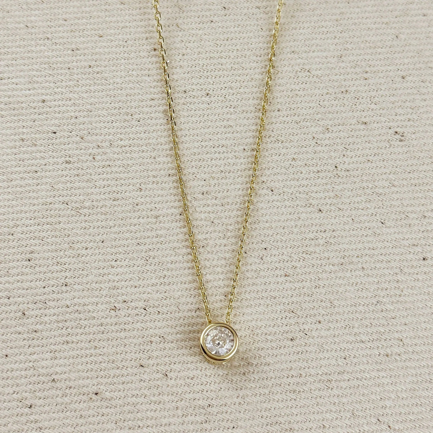 18k Gold Filled Solitaire CZ Necklace GoldFi