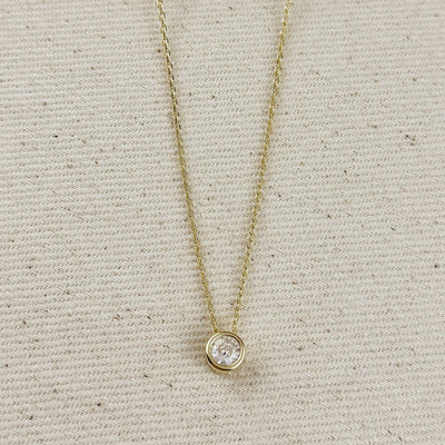 18k Gold Filled Solitaire CZ Necklace GoldFi