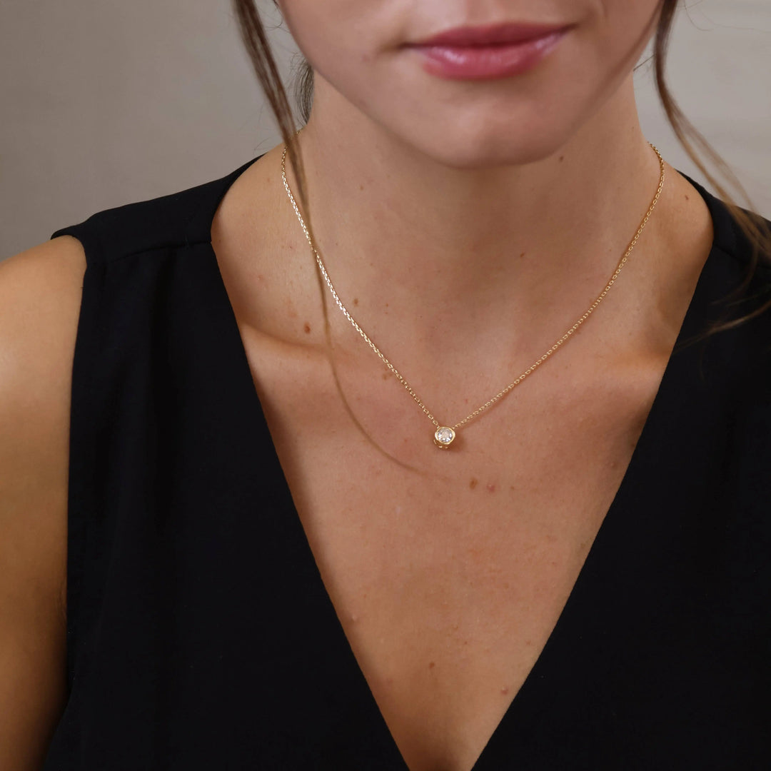 18k Gold Filled Solitaire CZ Necklace GoldFi