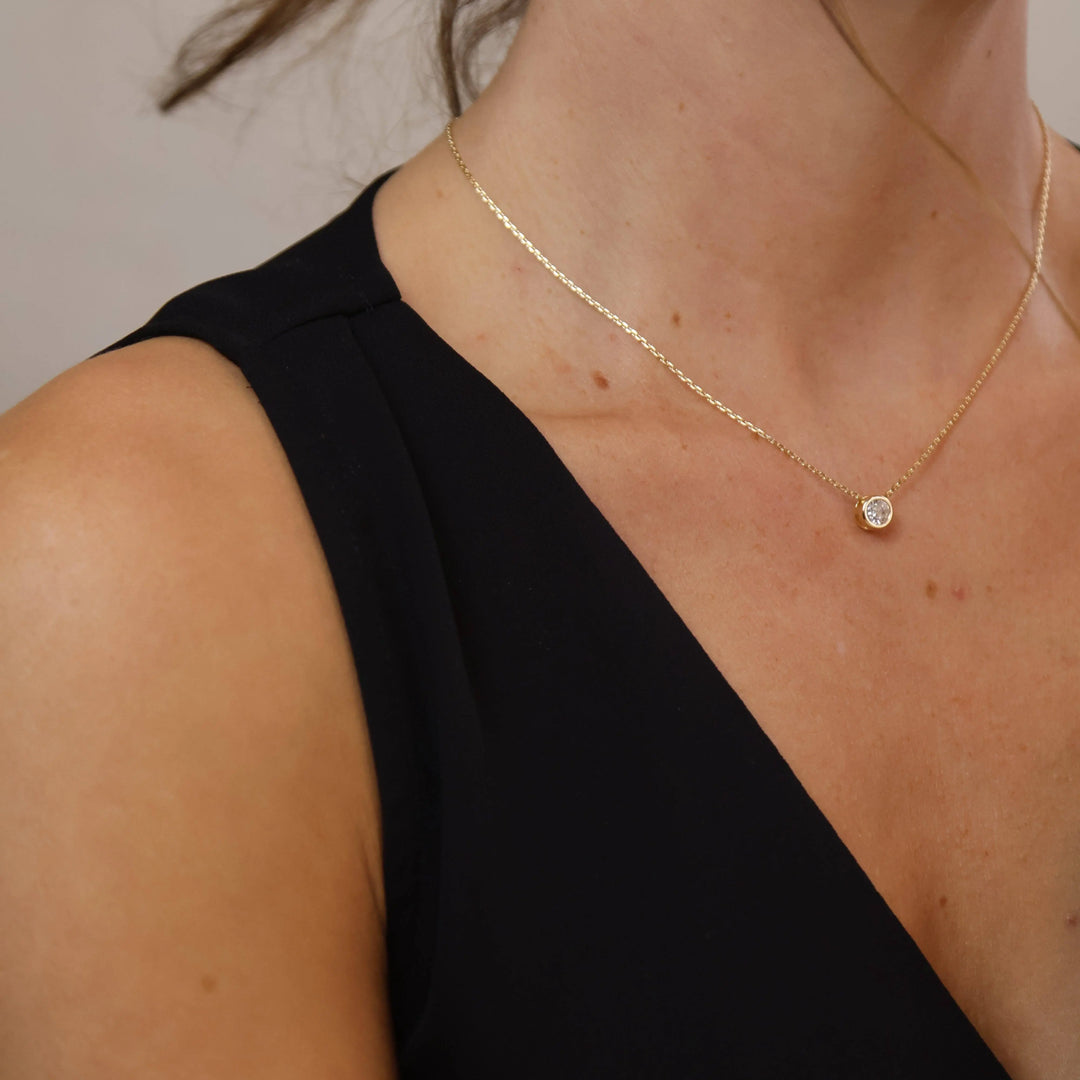 18k Gold Filled Solitaire CZ Necklace GoldFi