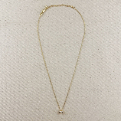 18k Gold Filled Solitaire CZ Necklace GoldFi