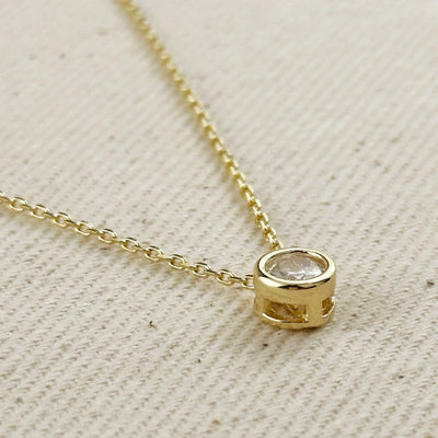 18k Gold Filled Solitaire CZ Necklace GoldFi