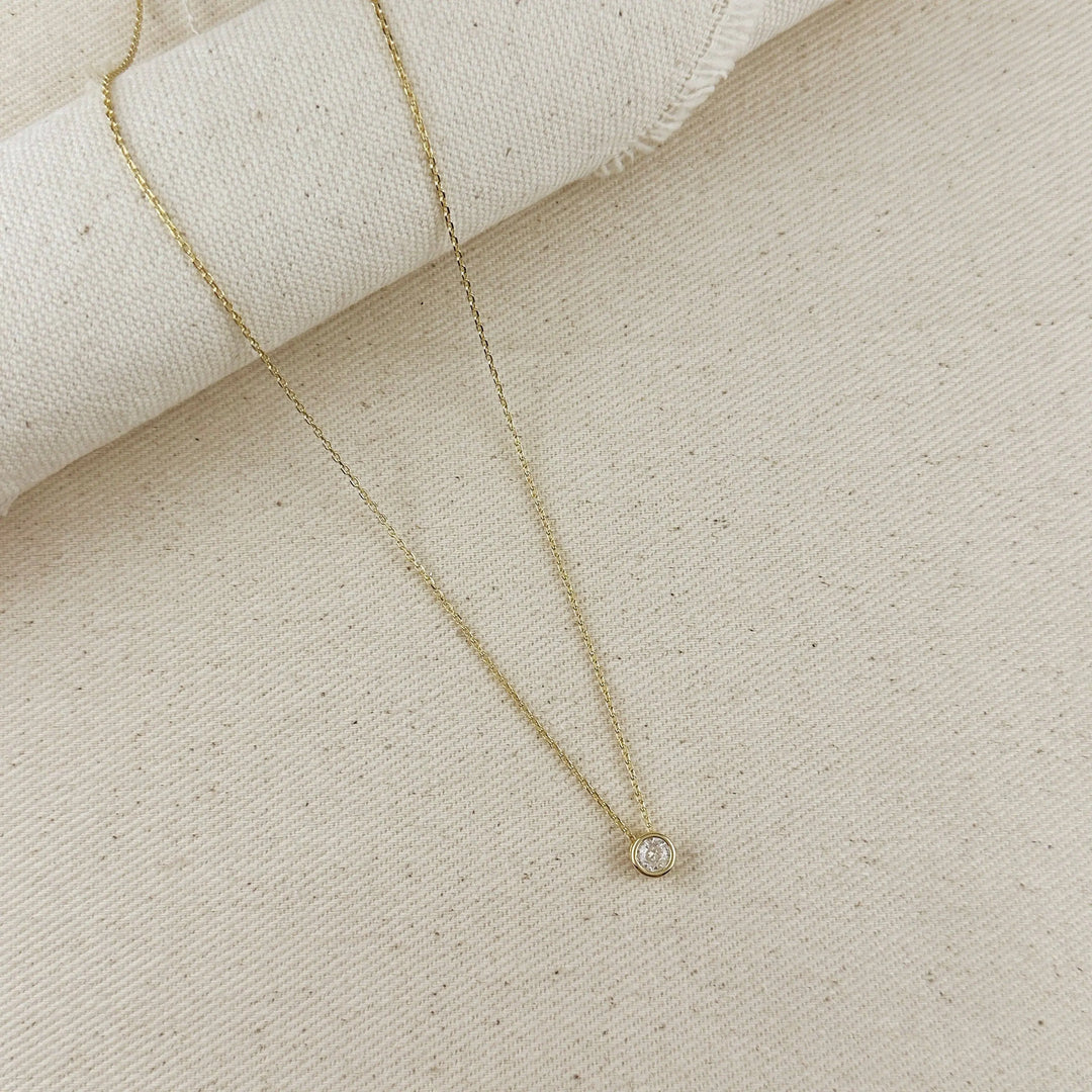 18k Gold Filled Solitaire CZ Necklace GoldFi