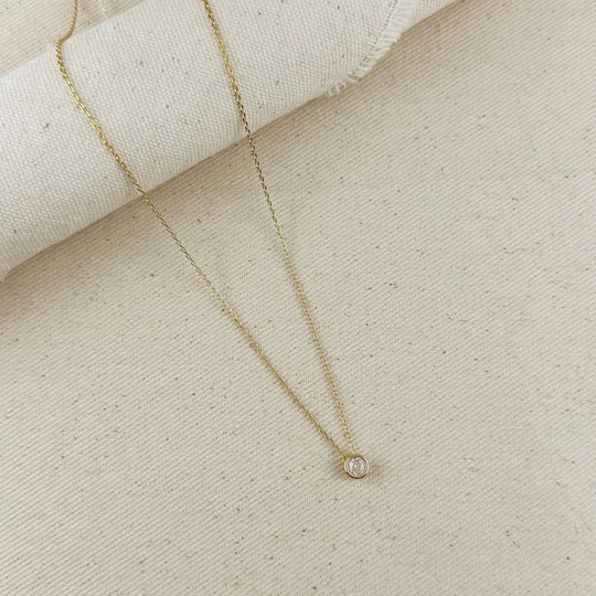 18k Gold Filled Solitaire CZ Necklace GoldFi