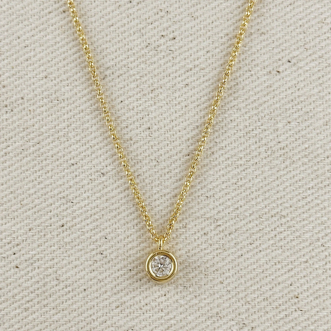 18k Gold Filled Solitaire Necklace GoldFi