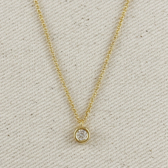 18k Gold Filled Solitaire Necklace GoldFi