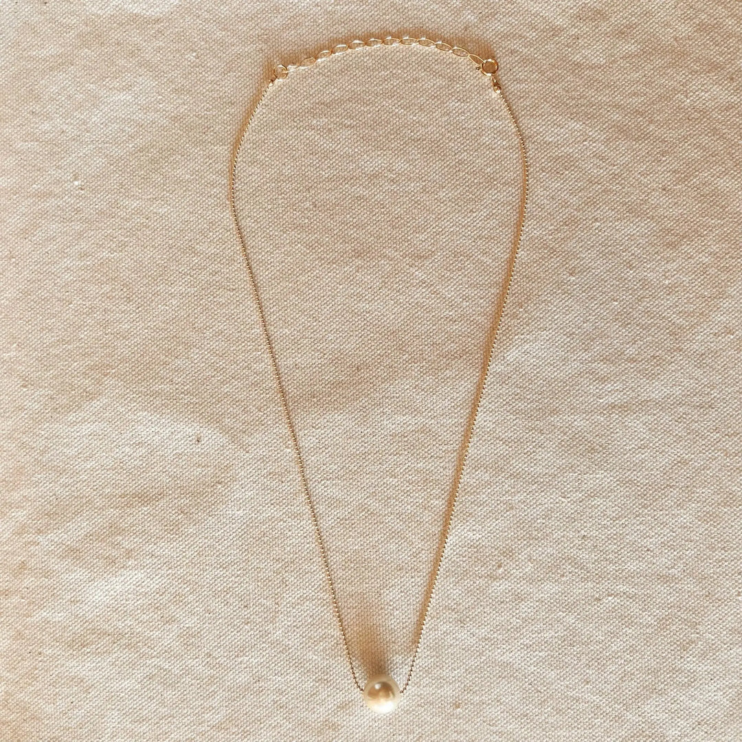 18k Gold Filled Solitaire Pearl Necklace - Beloved Boutique