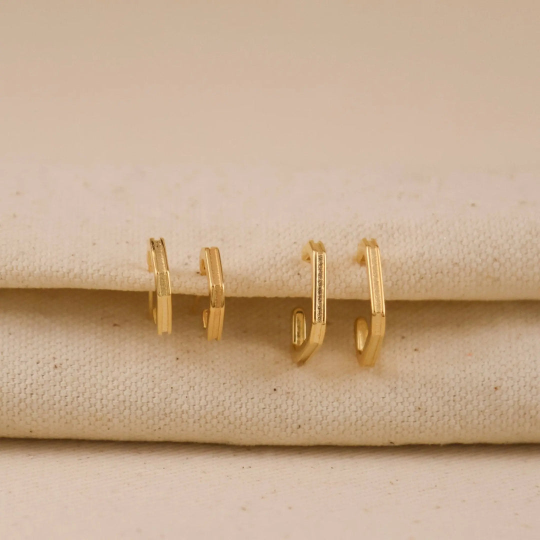 18k Gold Filled Square C - Hoop Earrings - Beloved Boutique
