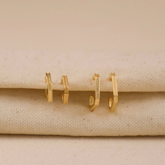 18k Gold Filled Square C - Hoop Earrings - Beloved Boutique