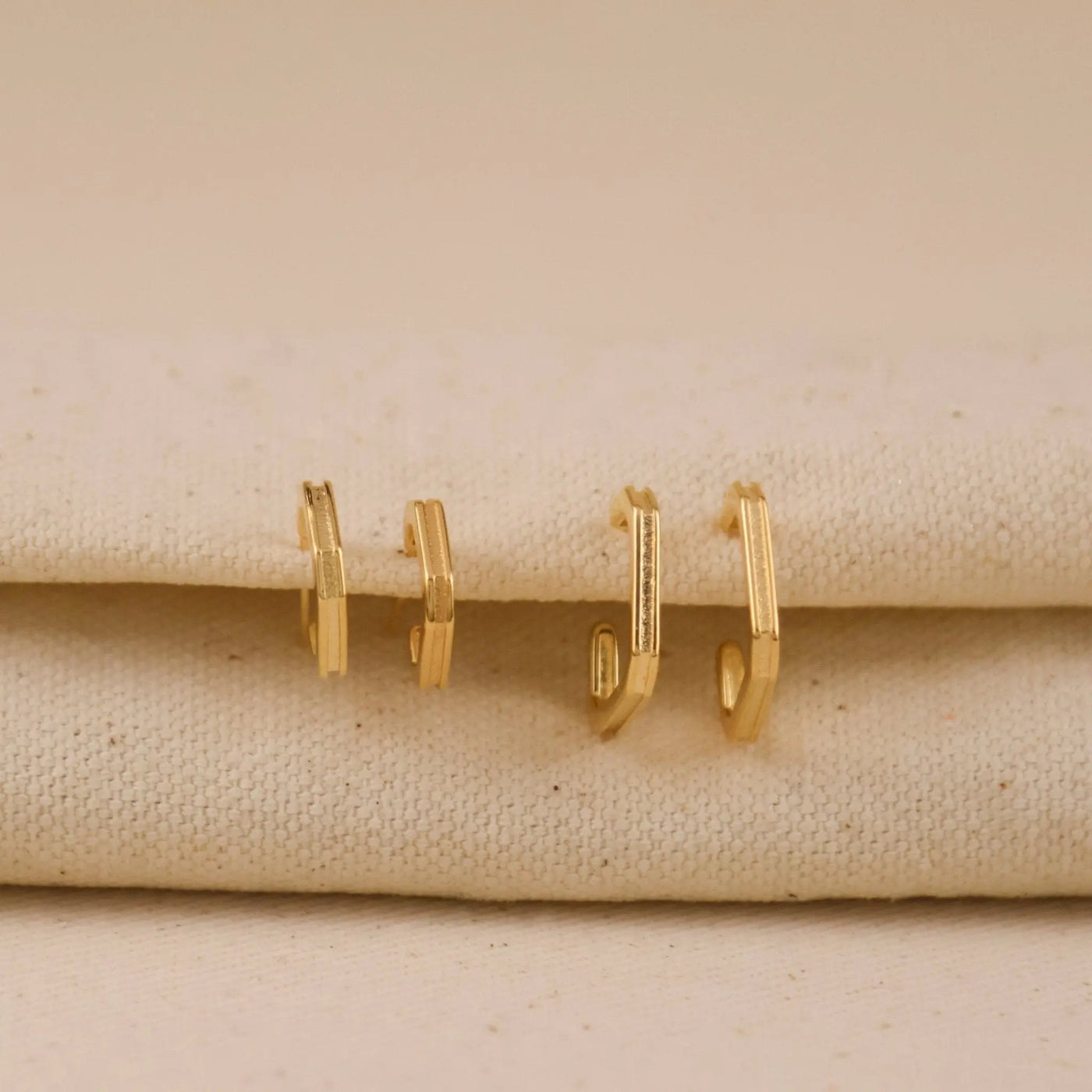 18k Gold Filled Square C - Hoop Earrings - Beloved Boutique