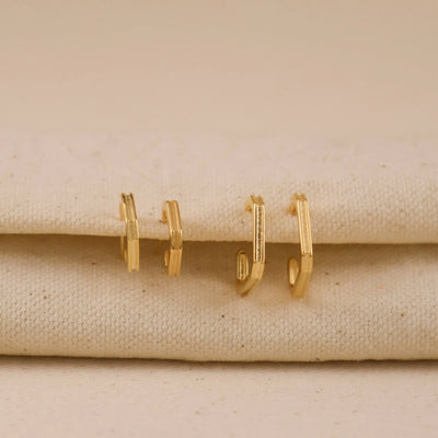 18k Gold Filled Square C - Hoop Earrings - Beloved Boutique