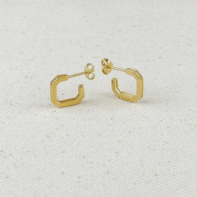 18k Gold Filled Square C - Hoop Earrings - Beloved Boutique