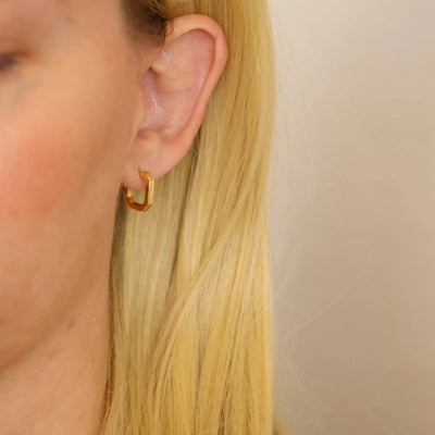 18k Gold Filled Square C - Hoop Earrings - Beloved Boutique
