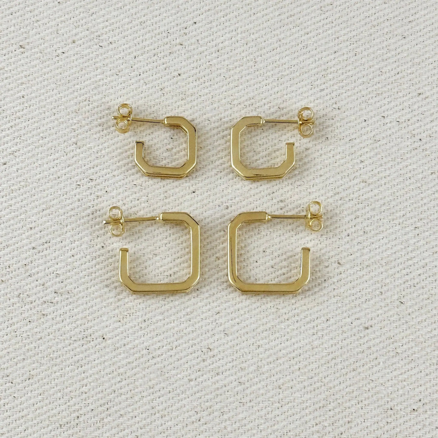 18k Gold Filled Square C - Hoop Earrings - Beloved Boutique
