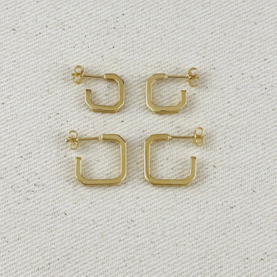 18k Gold Filled Square C - Hoop Earrings - Beloved Boutique