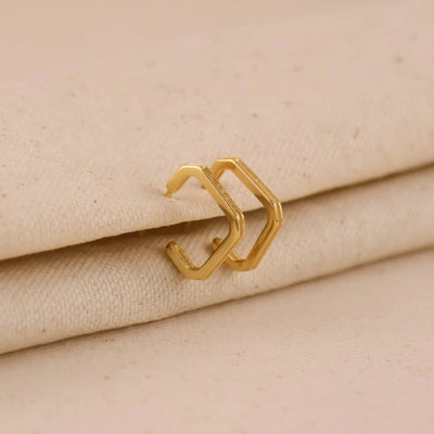 18k Gold Filled Square C - Hoop Earrings - Beloved Boutique