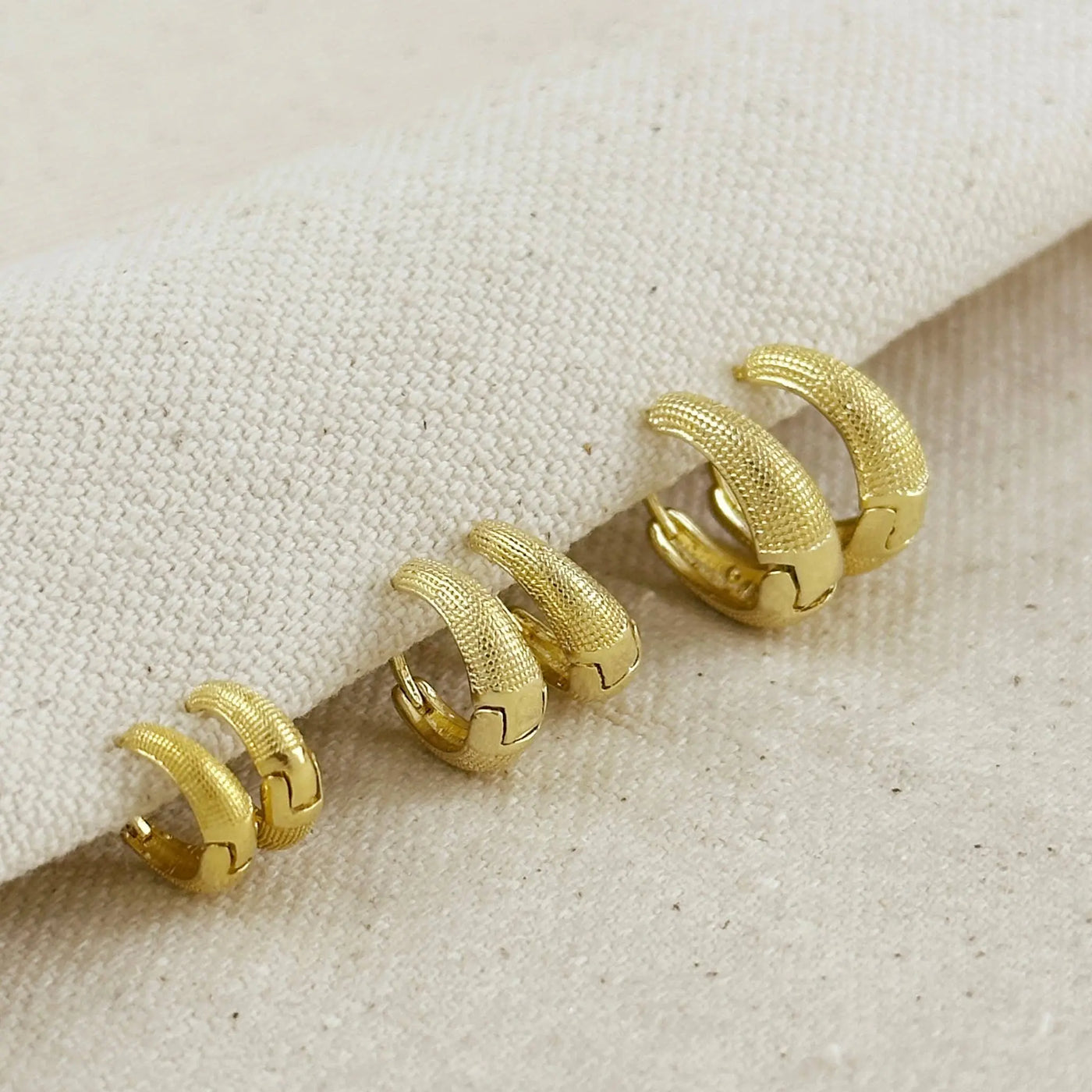 18k Gold Filled Textured Clicker Hoop Earrings GoldFi