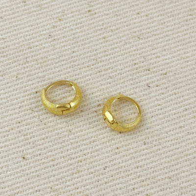18k Gold Filled Textured Clicker Hoop Earrings GoldFi