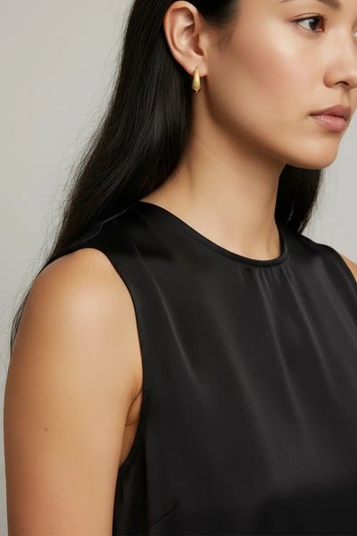 18k Gold Filled Textured Clicker Hoop Earrings GoldFi