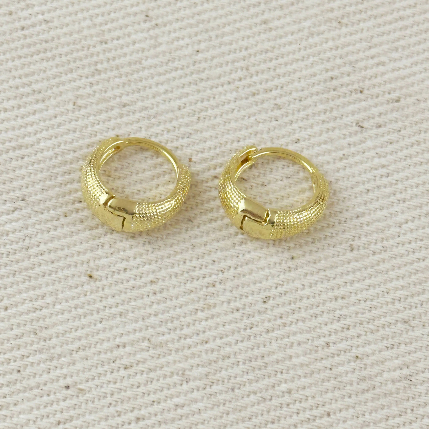 18k Gold Filled Textured Clicker Hoop Earrings GoldFi