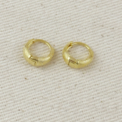 18k Gold Filled Textured Clicker Hoop Earrings GoldFi
