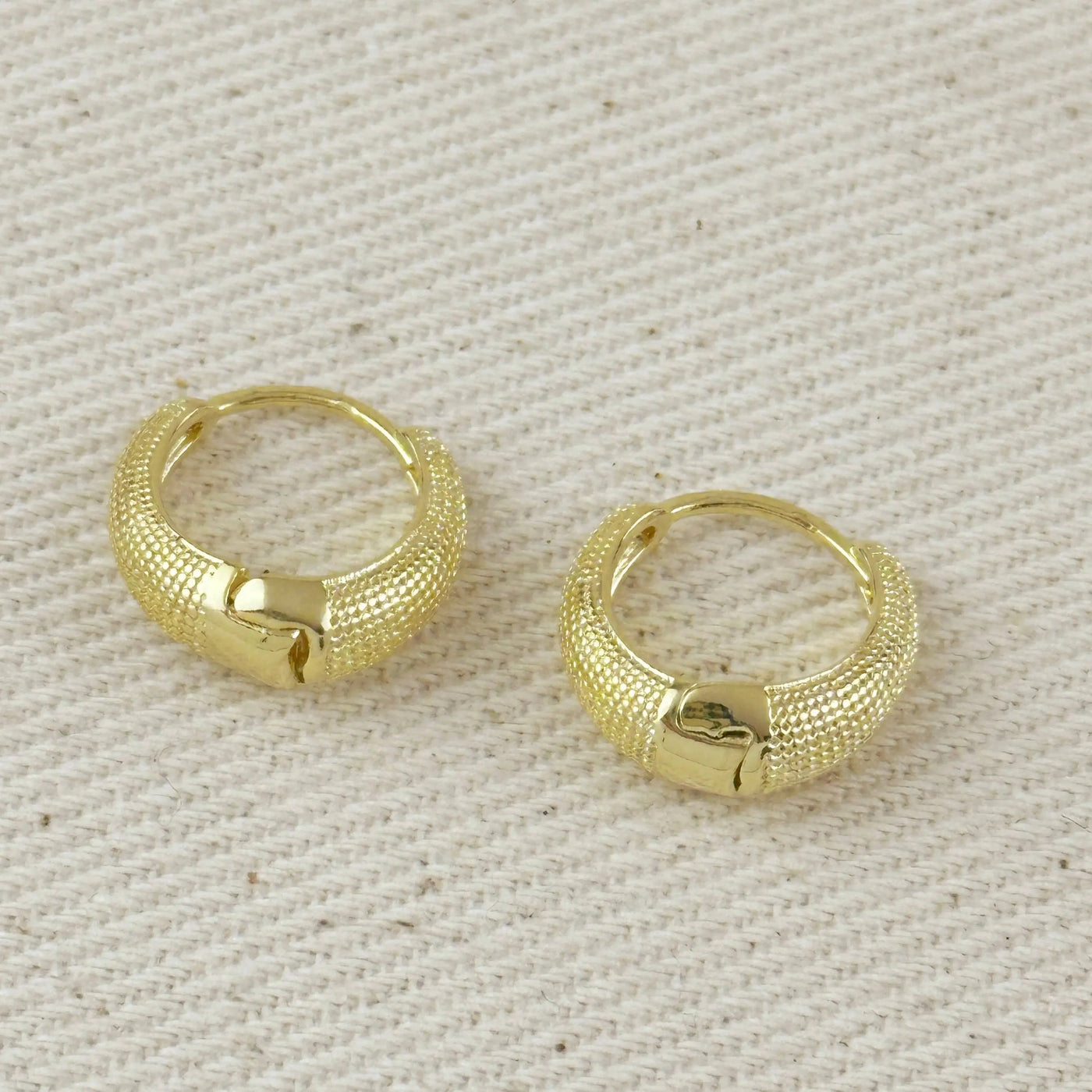 18k Gold Filled Textured Clicker Hoop Earrings GoldFi