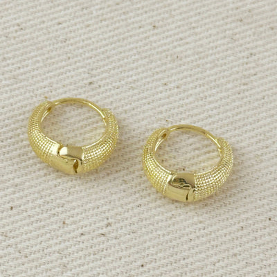 18k Gold Filled Textured Clicker Hoop Earrings GoldFi
