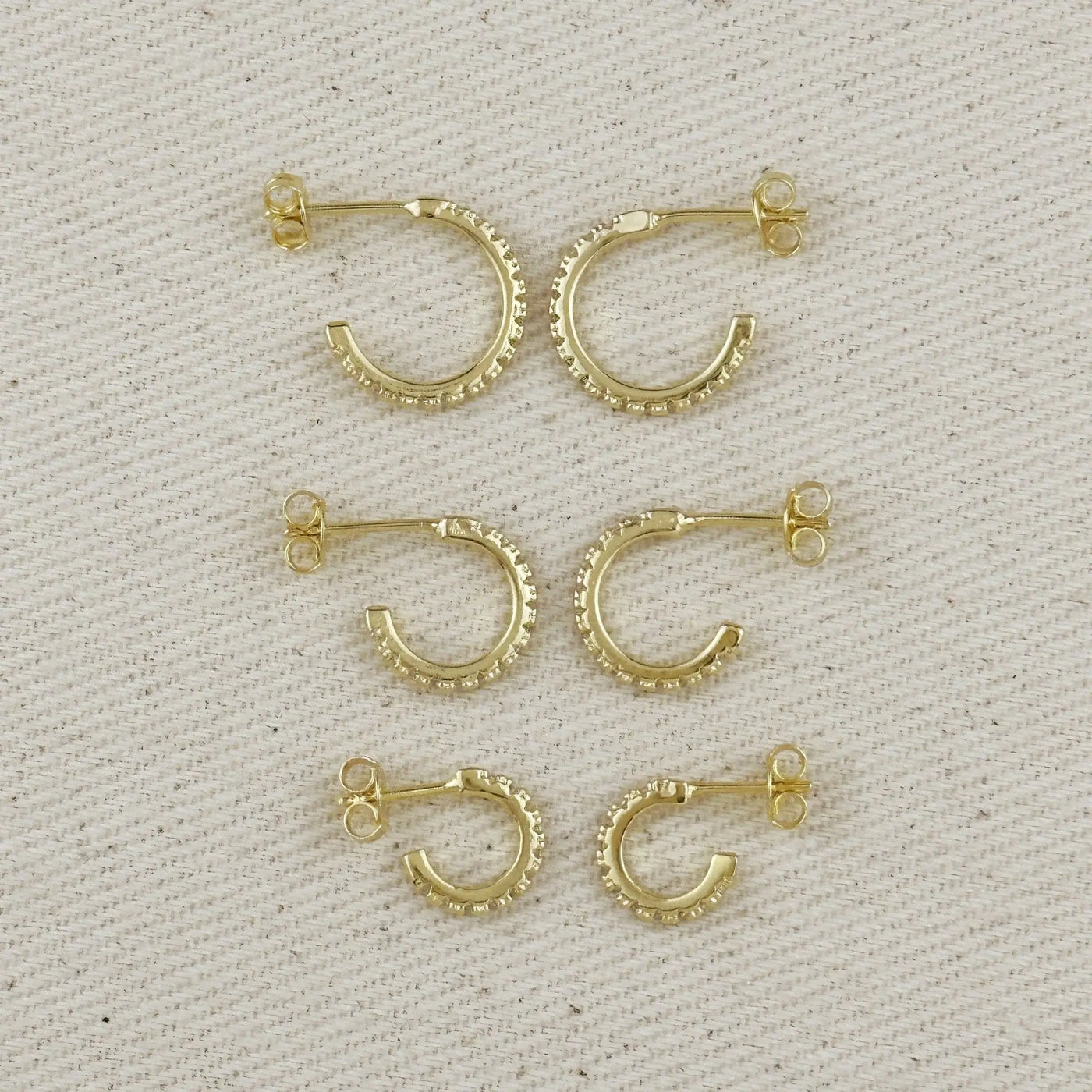 18k Gold Filled Thin Line Cubic Zirconia C Hoop Earrings - Beloved Boutique