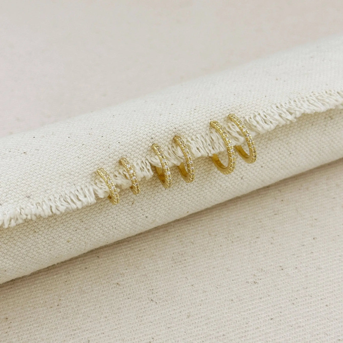 18k Gold Filled Thin Line Cubic Zirconia C Hoop Earrings - Beloved Boutique