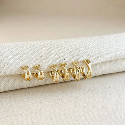 18k Gold Filled X Clicker Hoop Earrings GoldFi