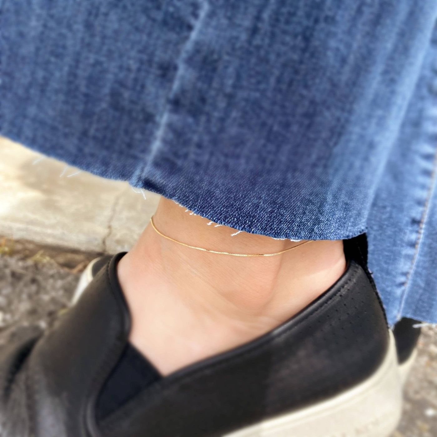 18k Gold Filled 0.5mm Box Chain Anklet - Beloved Boutique