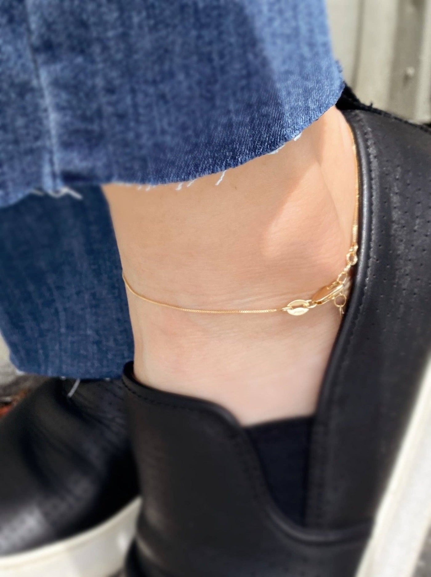 18k Gold Filled 0.5mm Box Chain Anklet - Beloved Boutique