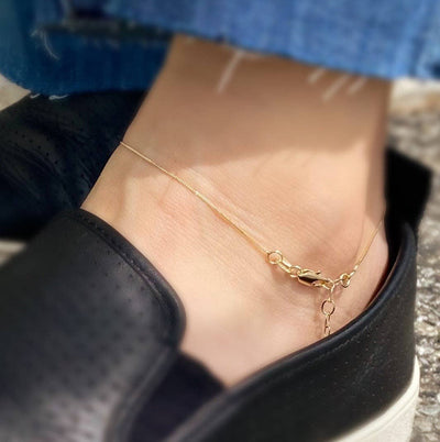 18k Gold Filled 0.5mm Box Chain Anklet - Beloved Boutique