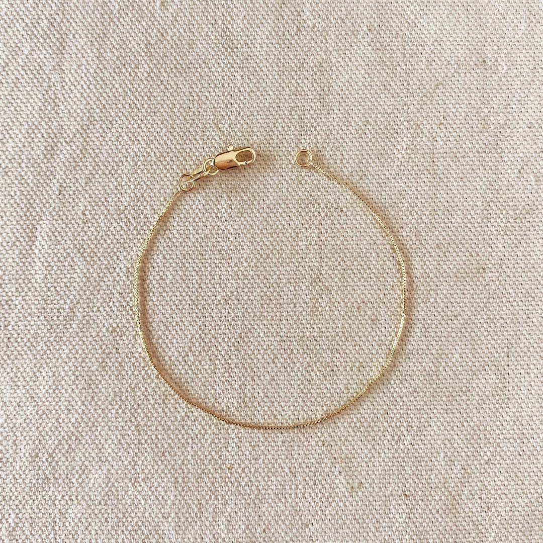 18k Gold Filled 0.5mm Box Chain Bracelet - Beloved Boutique