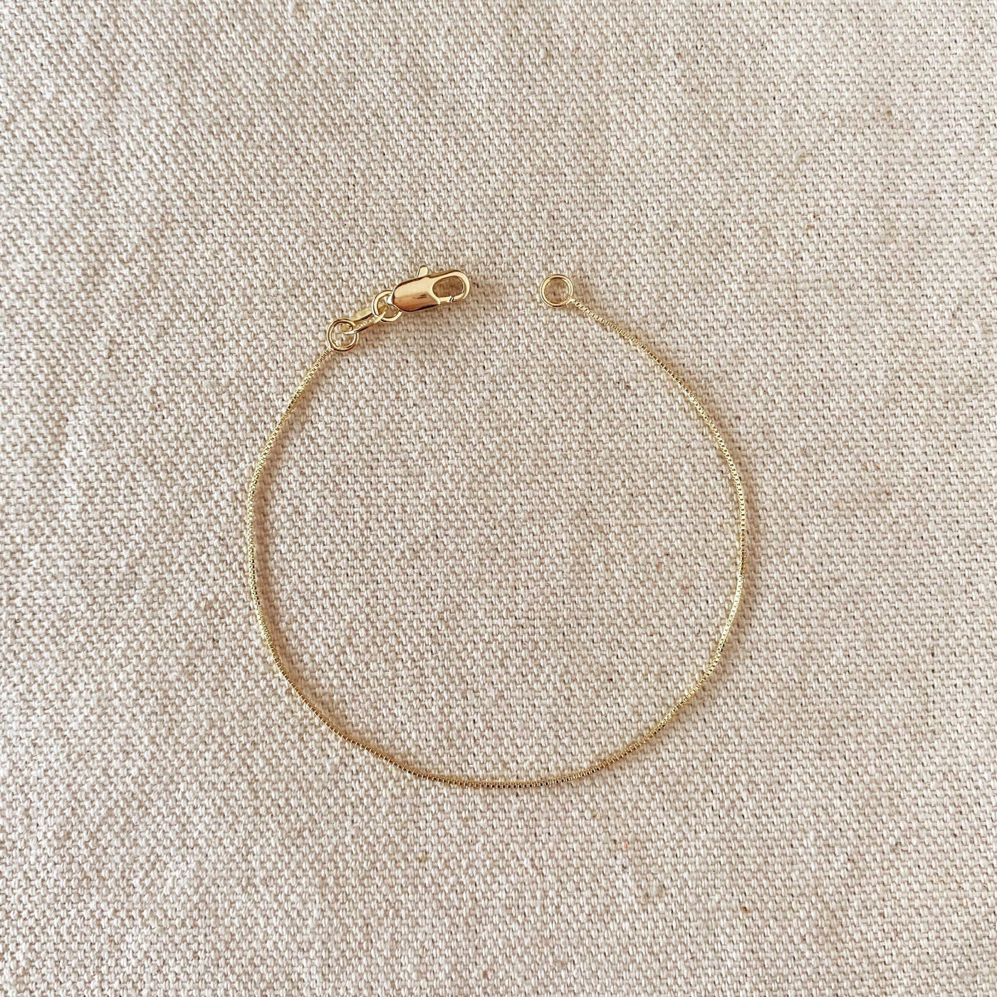 18k Gold Filled 0.5mm Box Chain Bracelet - Beloved Boutique