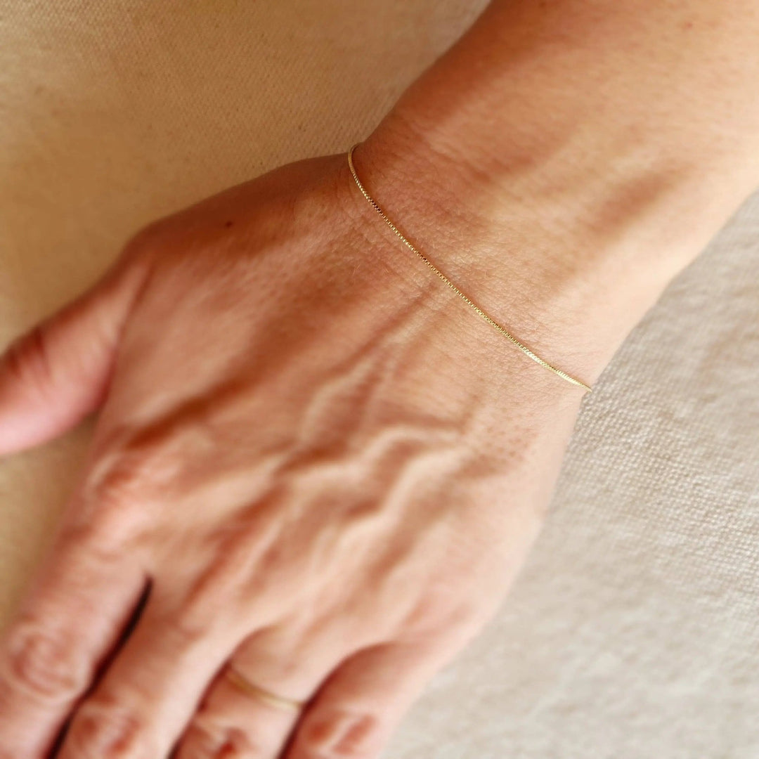 18k Gold Filled 0.5mm Box Chain Bracelet - Beloved Boutique