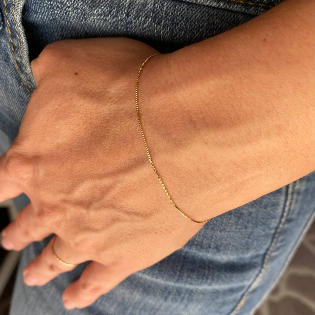 18k Gold Filled 0.5mm Box Chain Bracelet - Beloved Boutique