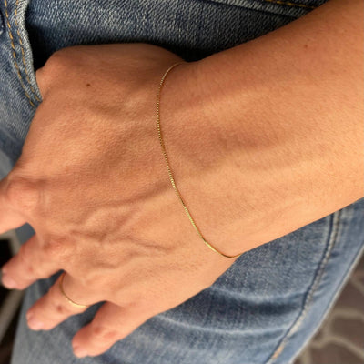 18k Gold Filled 0.5mm Box Chain Bracelet - Beloved Boutique