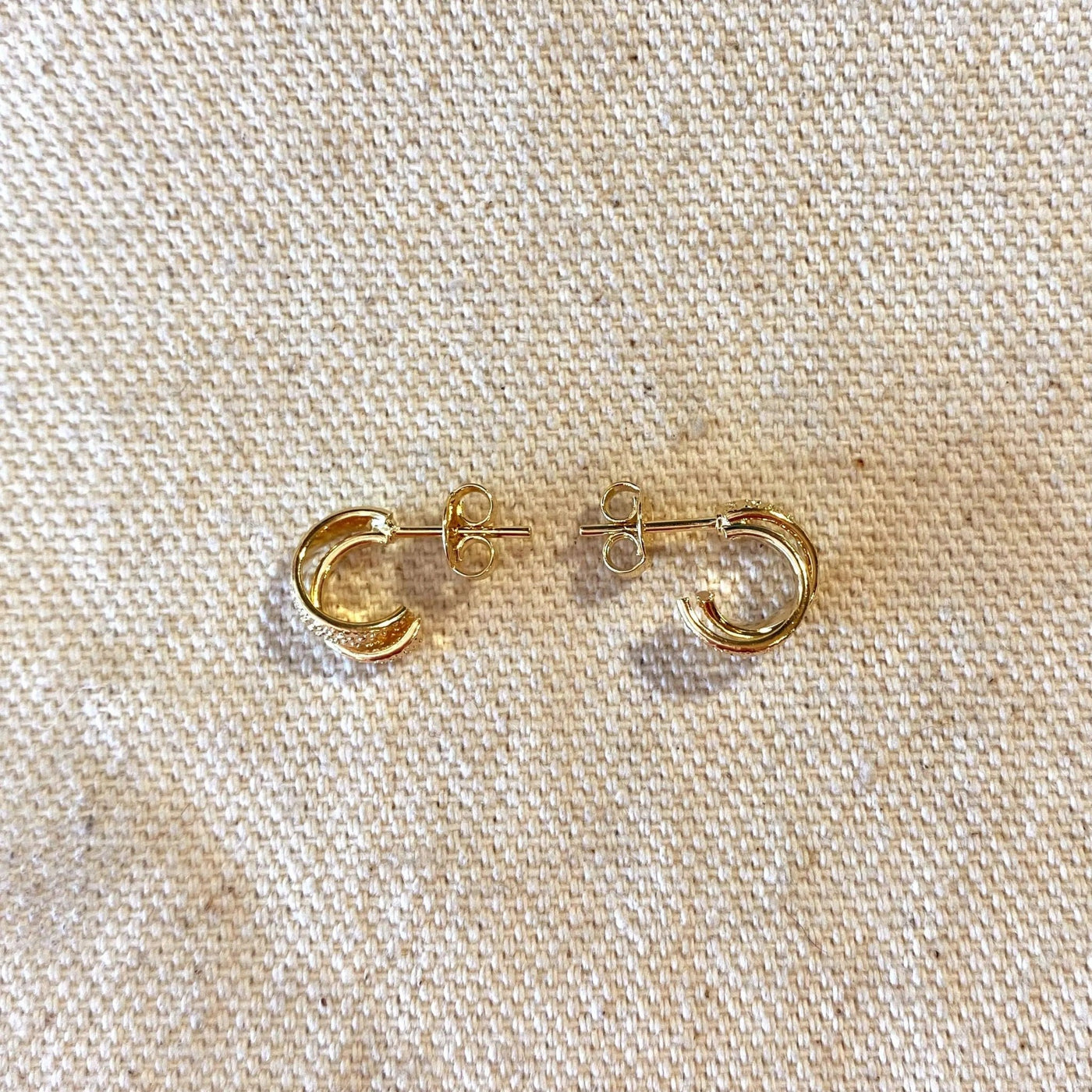 18k Gold Filled 10mm Mini Double Wire C - Hoop Earrings - Beloved Boutique