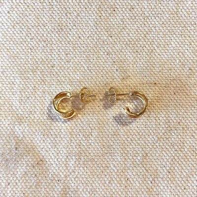 18k Gold Filled 10mm Mini Double Wire C - Hoop Earrings - Beloved Boutique