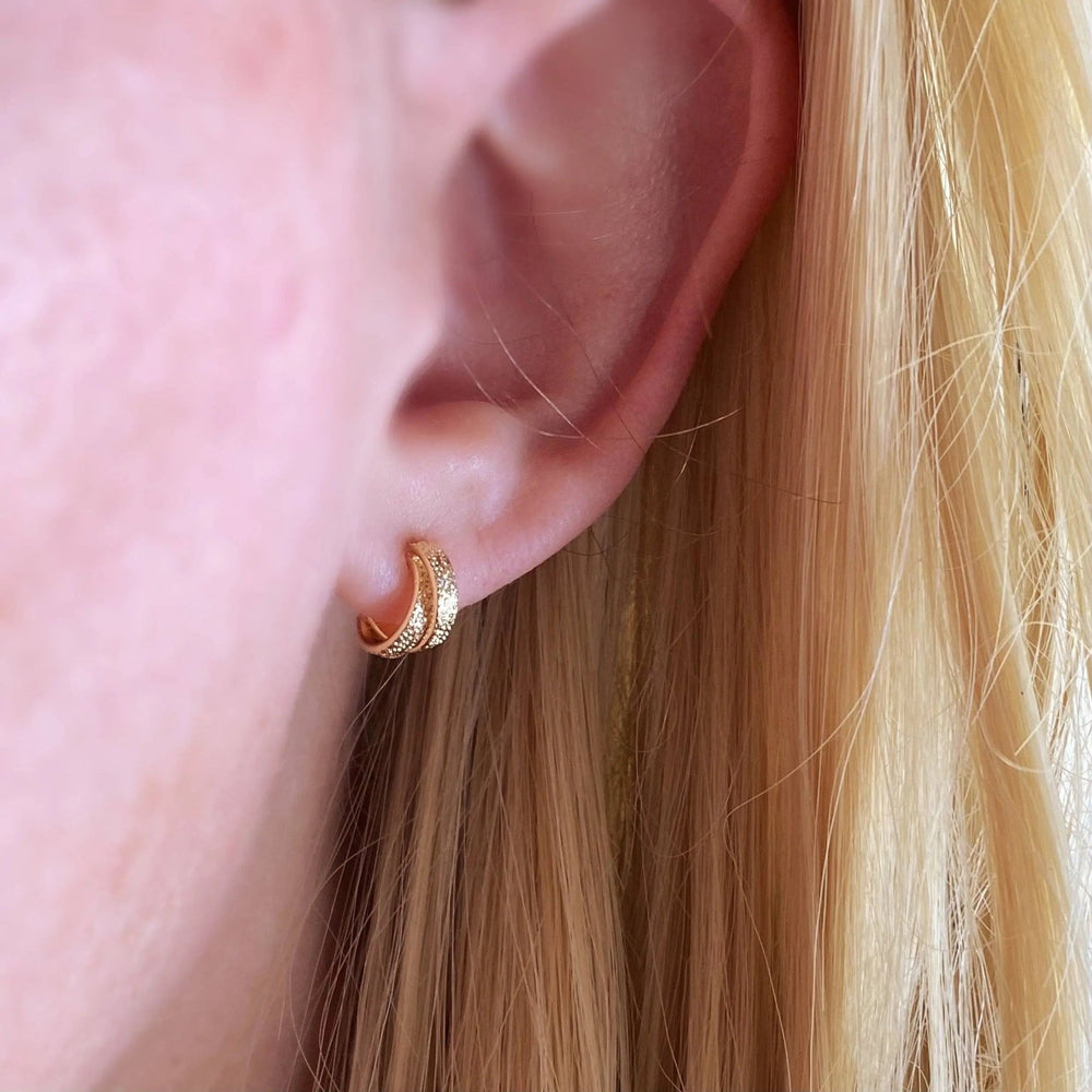 18k Gold Filled 10mm Mini Double Wire C - Hoop Earrings - Beloved Boutique