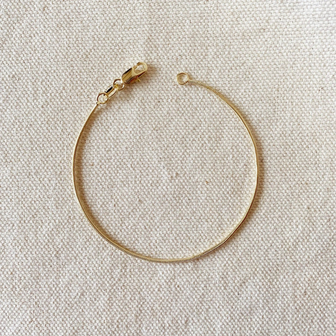 18k Gold Filled 1.2 mm Round Snake Chain Bracelet - Beloved Boutique