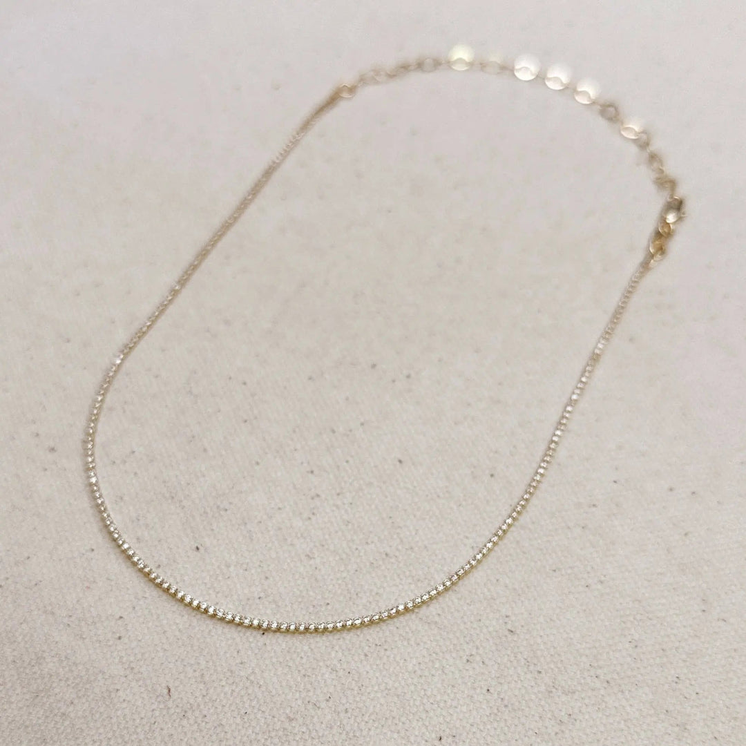 18k Gold Filled 1.2mm CZ Tennis Necklace - Beloved Boutique